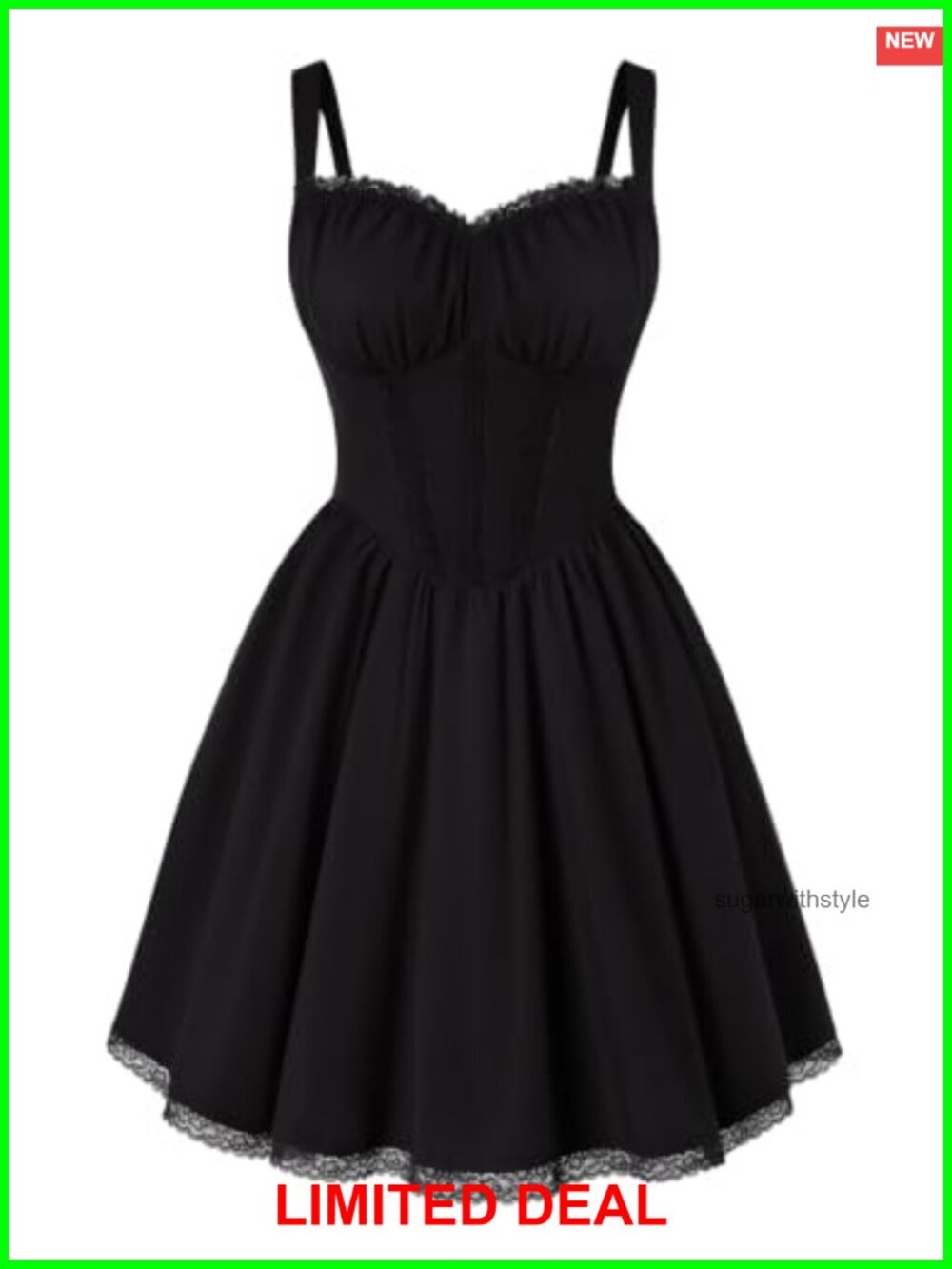 Lace Corset Mini Dress Sweetheart Neck A-Line Sleeveless with Pockets